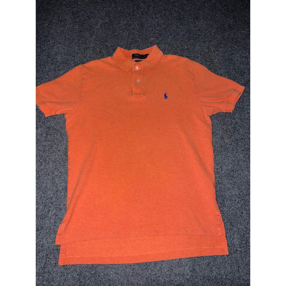 Polo Ralph Lauren Mens Medium Orange Classic Fit Cotton Short Sleeve Polo Shirt